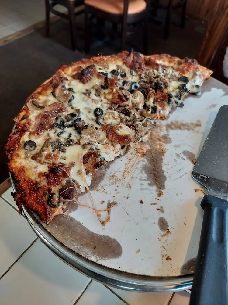 Large Pizza Mushrooms Hamburger